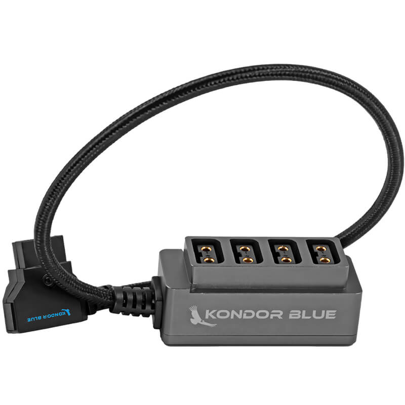 Kondor Blue 12V Metal D-TAP Hub Voltmeter 4 Way Port Power Tap Splitter (1/4”-20 THREADS)